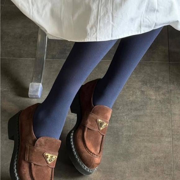 Women's Prada Brown Suede Platform Loafers with Triangle Logo 🥿 - Picture 3 of 3